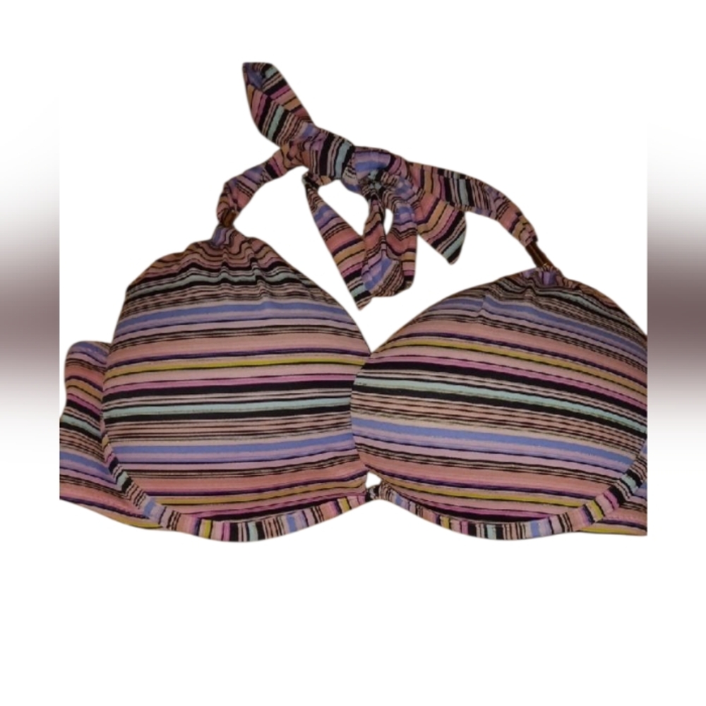 Victoria's Secret Pink and Black Striped Bikini Top